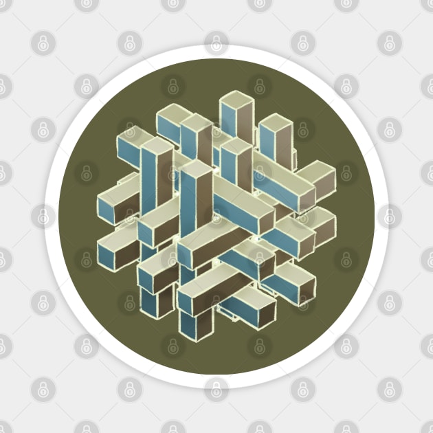 Cube Sticks Pattern Puzzle Magnet by Studio DAVE